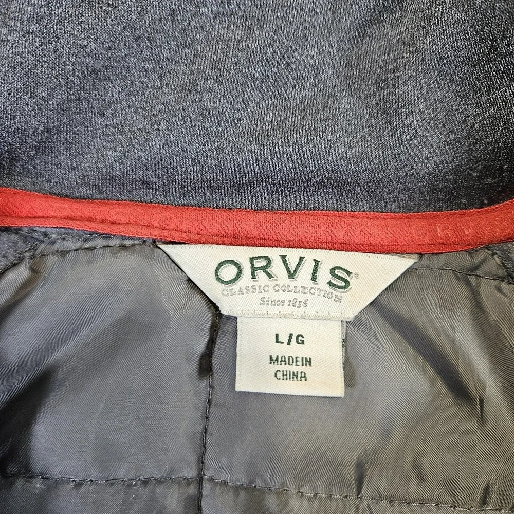 Orvis Mixed Media Zip‎ Up Jacket Mens Large Gray Coat Pockets Stretch Grey